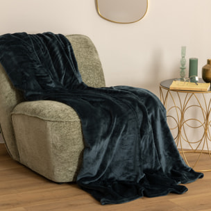 Plaid "Ollis" en flanelle bleu égéen 180x230cm