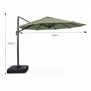 Parasol octogonal Ø 350cm déporté vert en aluminium TARGA