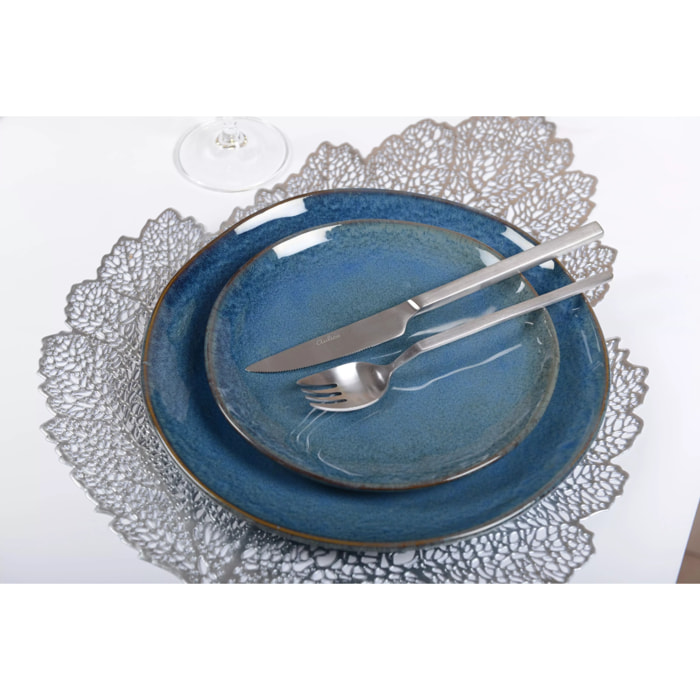 Lot de 6 Dessous d'assiette feuille chêne argent