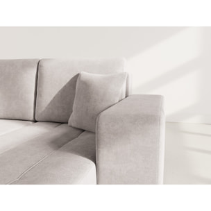 Nicole - canapé d'angle réversible 4 places convertible avec coffre en tissu - Gris clair