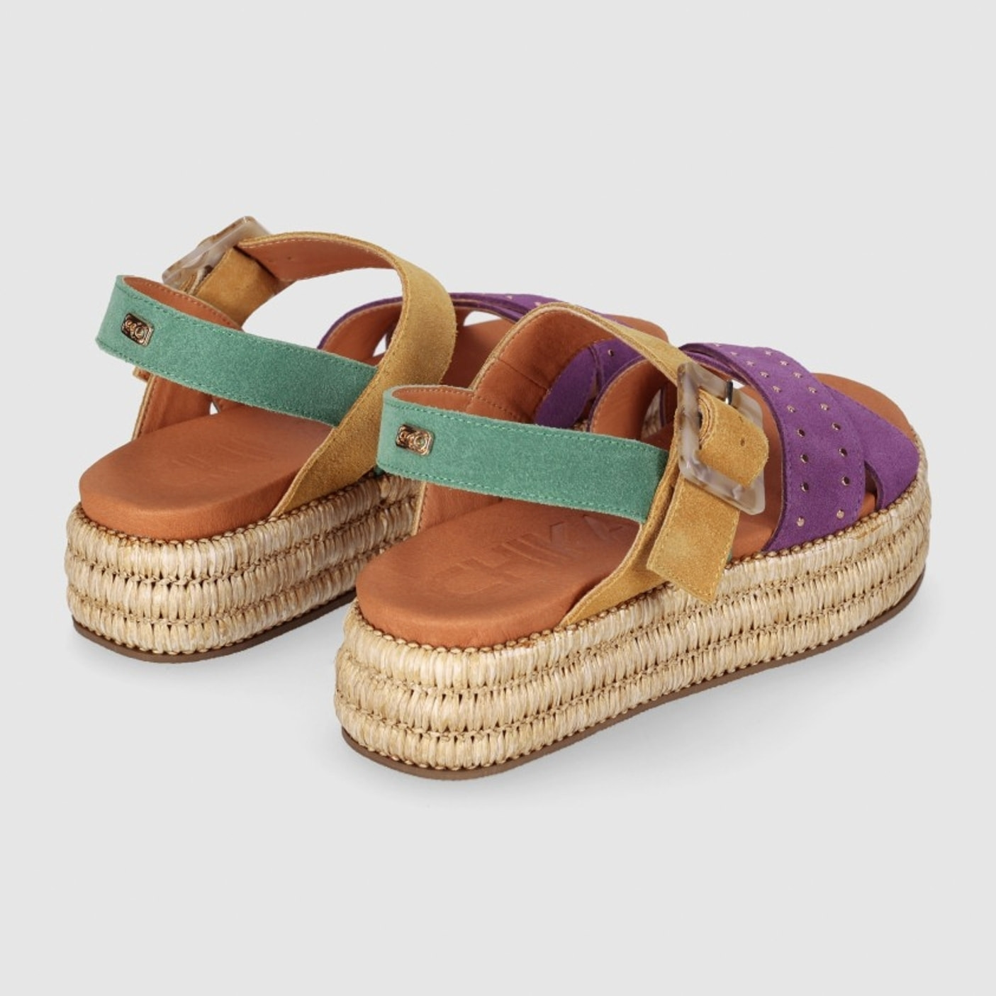 Sandalias de Serraje - Multicolor - Tacón: 5 cm