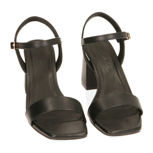 Sandalias minimal negras, tacón de 7,5 cm