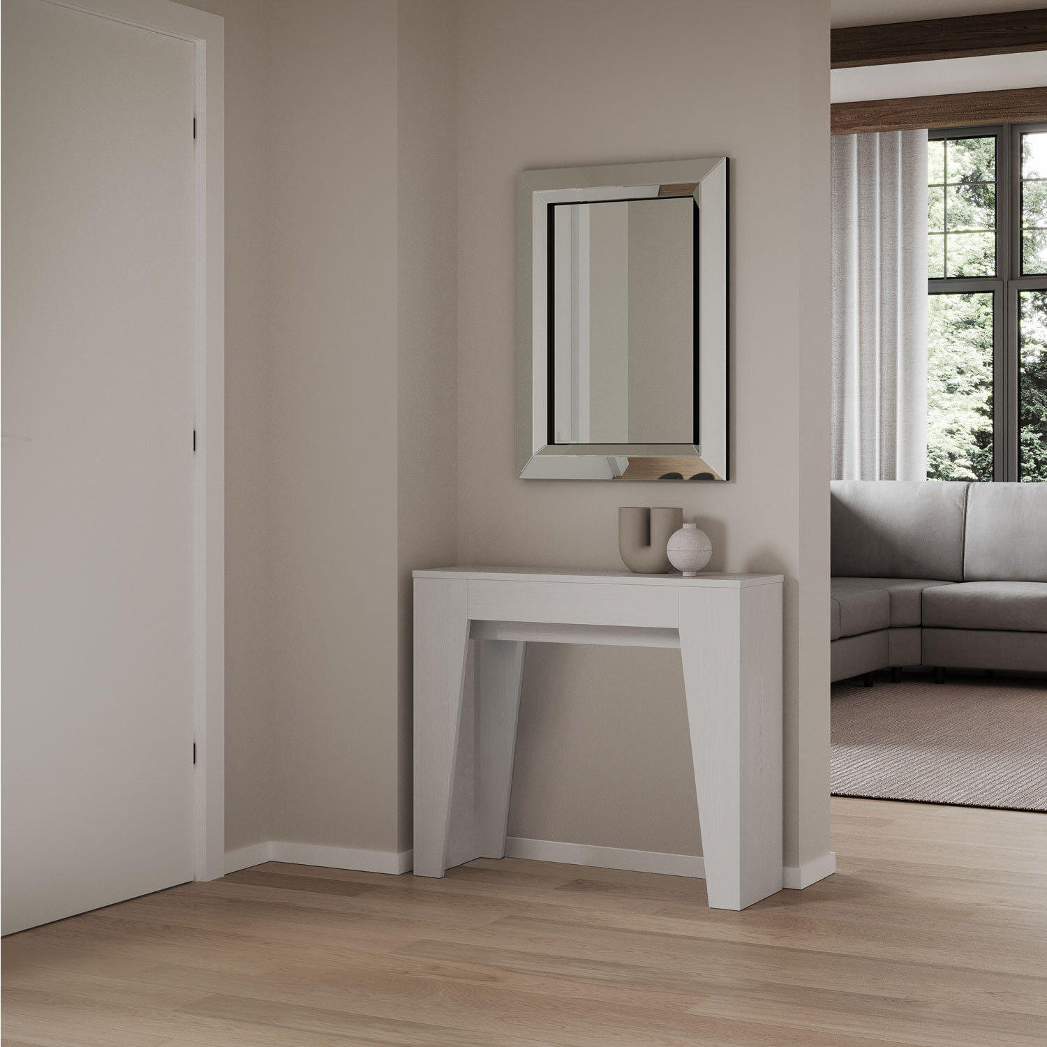 Console Extensible 90x25/181cm Narrow Frêne Blanc