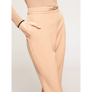 Motivi - Pantaloni flare con motivo de cadena - Beige