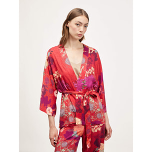 Motivi - Kimono con estampado de flores - Rojo