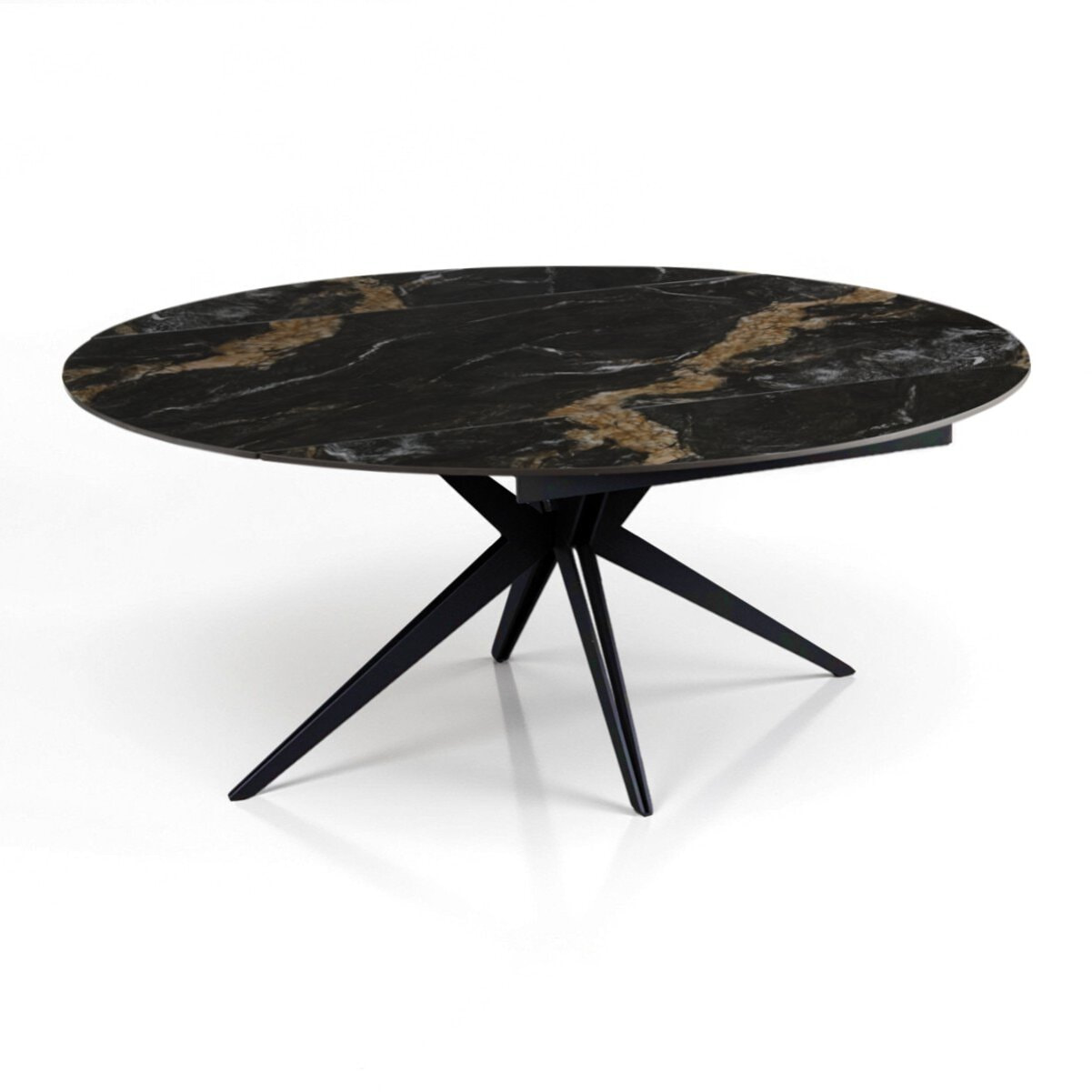 Table à manger extensible Tomasucci FACT, en céramique, marbre noir, gris, 160 x 90-125-160 cm