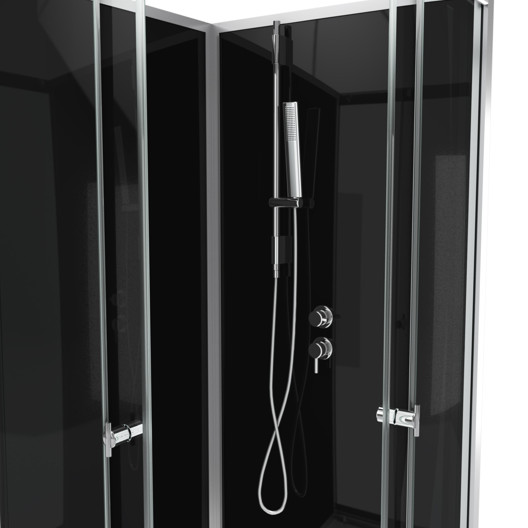 Cabine de douche carrée 80x80x195 - Portes coulissantes en verre trempé 5mm - SQUARY BLACK 2