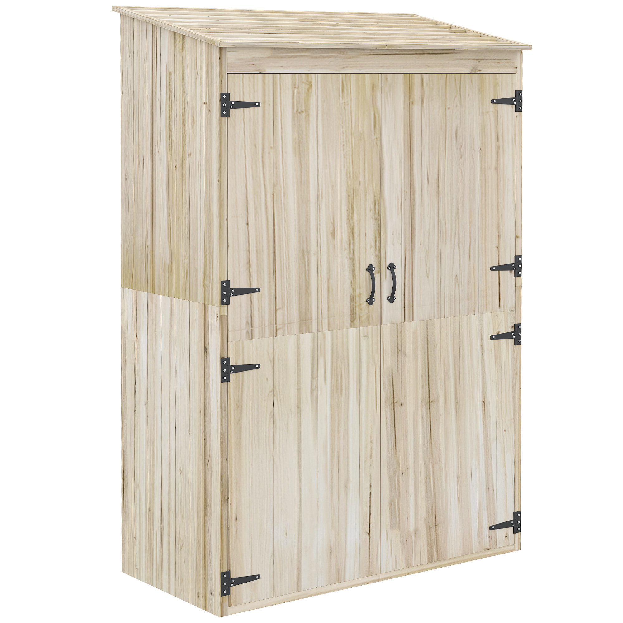Armoire de jardin 2 portes bois - 2 étagères, grand compartiment - 120 x 57 x 183 cm - sapin pré-huilé