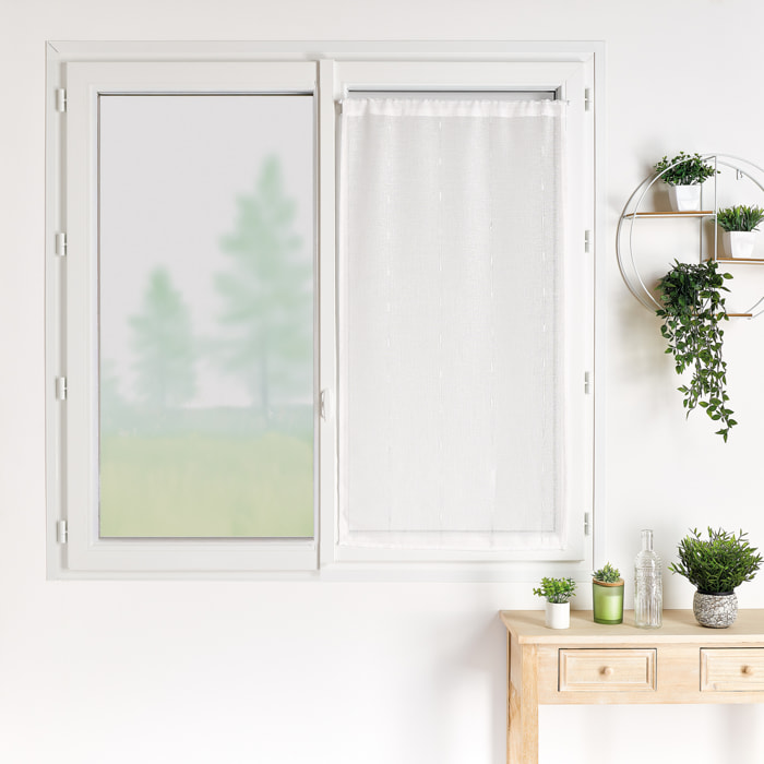 Petit rideau  de fenêtre fines rayures blanches - Blanc
