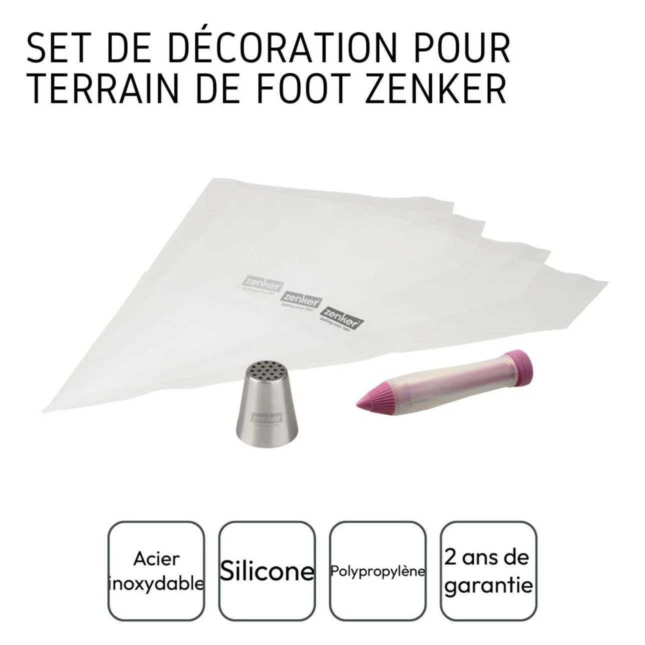 Set de poches à douilles, douille et stylo de décoration pour gâteaux Zenker Spécial Football