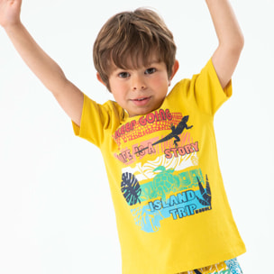 Camiseta niÃ±o, estampado, mangas cortas, amarillo