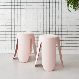 Tabouret empilable bouclette texturée (lot de 2) NIKI