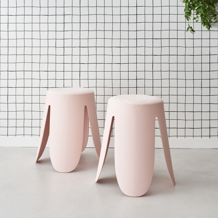 Tabouret empilable bouclette texturée (lot de 2) NIKI