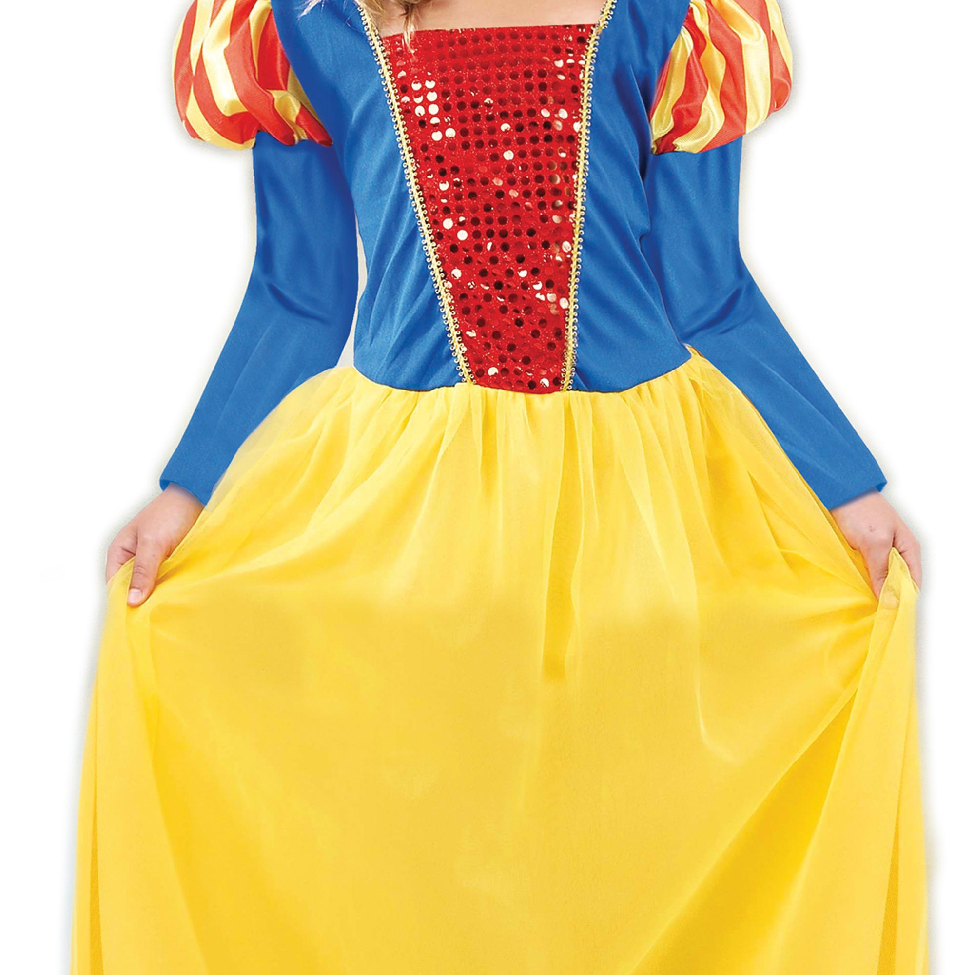 Abito Costume Carnevale Biancaneve Giallo Rosso Blu Bambina