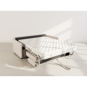 Adele - Canapé 3 places convertible express couchage quotidien 140 cm matelas 14 cm en tissu texturé - Beige