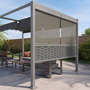 Kit de stores pour tonnelle "Zalya" graphite 3m - 2 stores + 2 demi-panneaux décoratifs