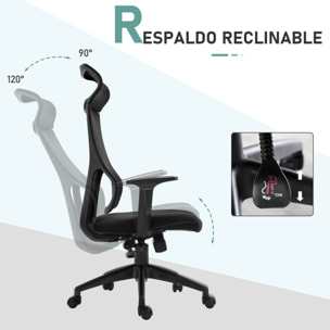 Silla de Oficina Ergonómica 64x61x120,9-128,9 cm Negro