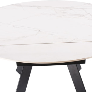 Table à manger ronde extensible 3/6 couverts en céramique effet Marbre - CIRCE