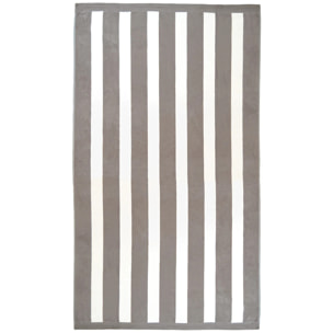 Serviette de plage éponge velours Jacquard Beige 100x175 470g/m² - Bahia Taupe