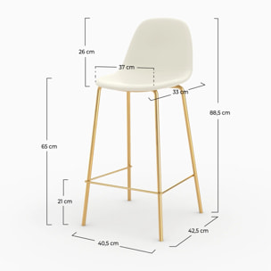 Lot de 2 chaises pour îlot central 65 cm en cuir synthétique blanc - Henrik