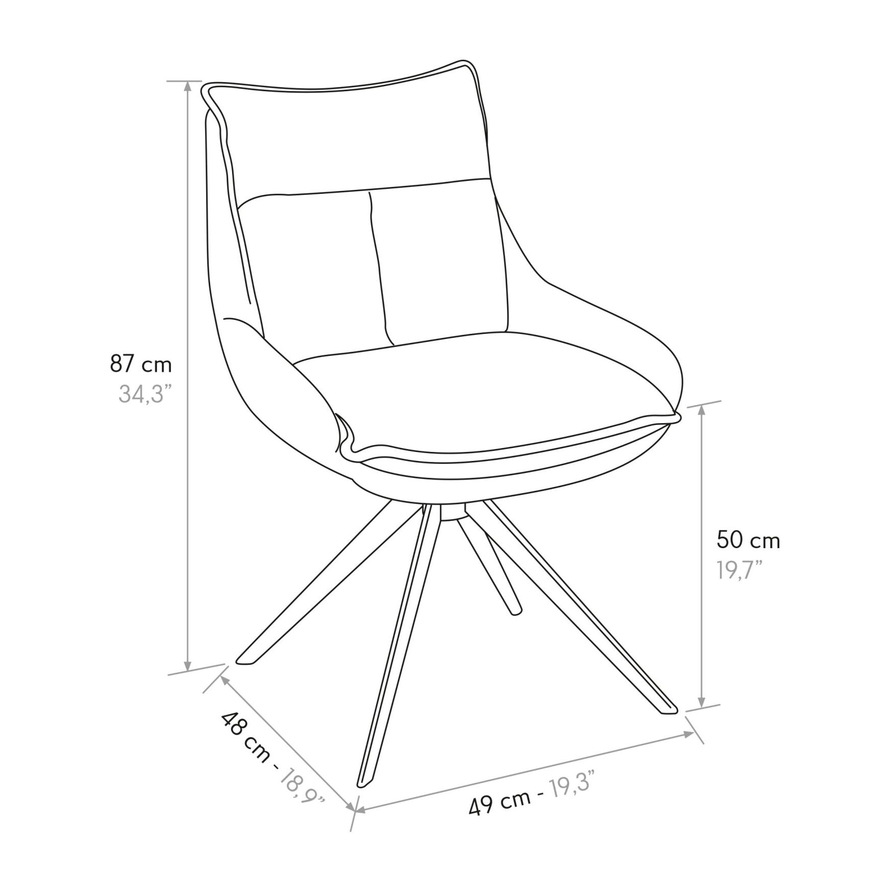 Set di 2 sedie ZERMATT in tessuto grigio e gambe in metallo antracite