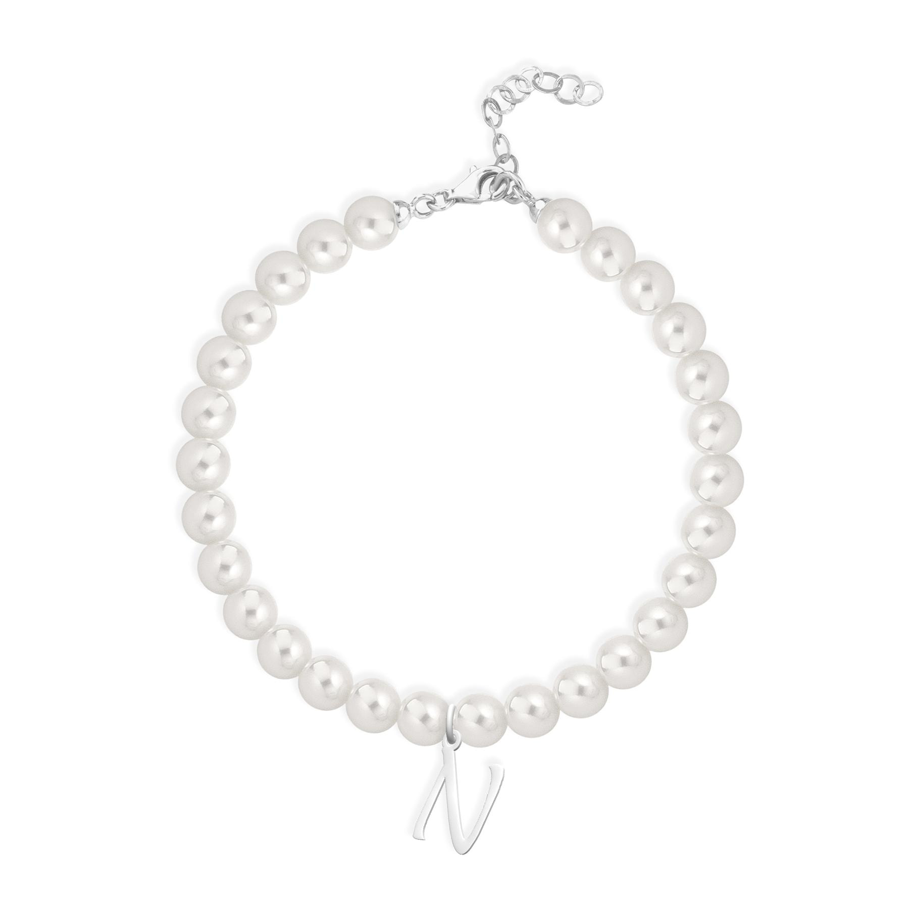 Bracciale Fujiko con Pendente Lettera N Perle Argento