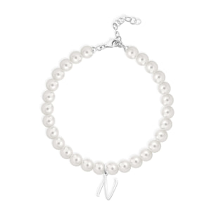 Bracciale Fujiko con Pendente Lettera N Perle Argento