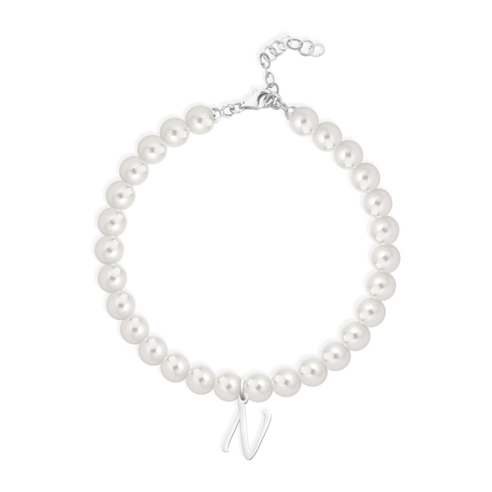 Bracciale Fujiko con Pendente Lettera N Perle Argento