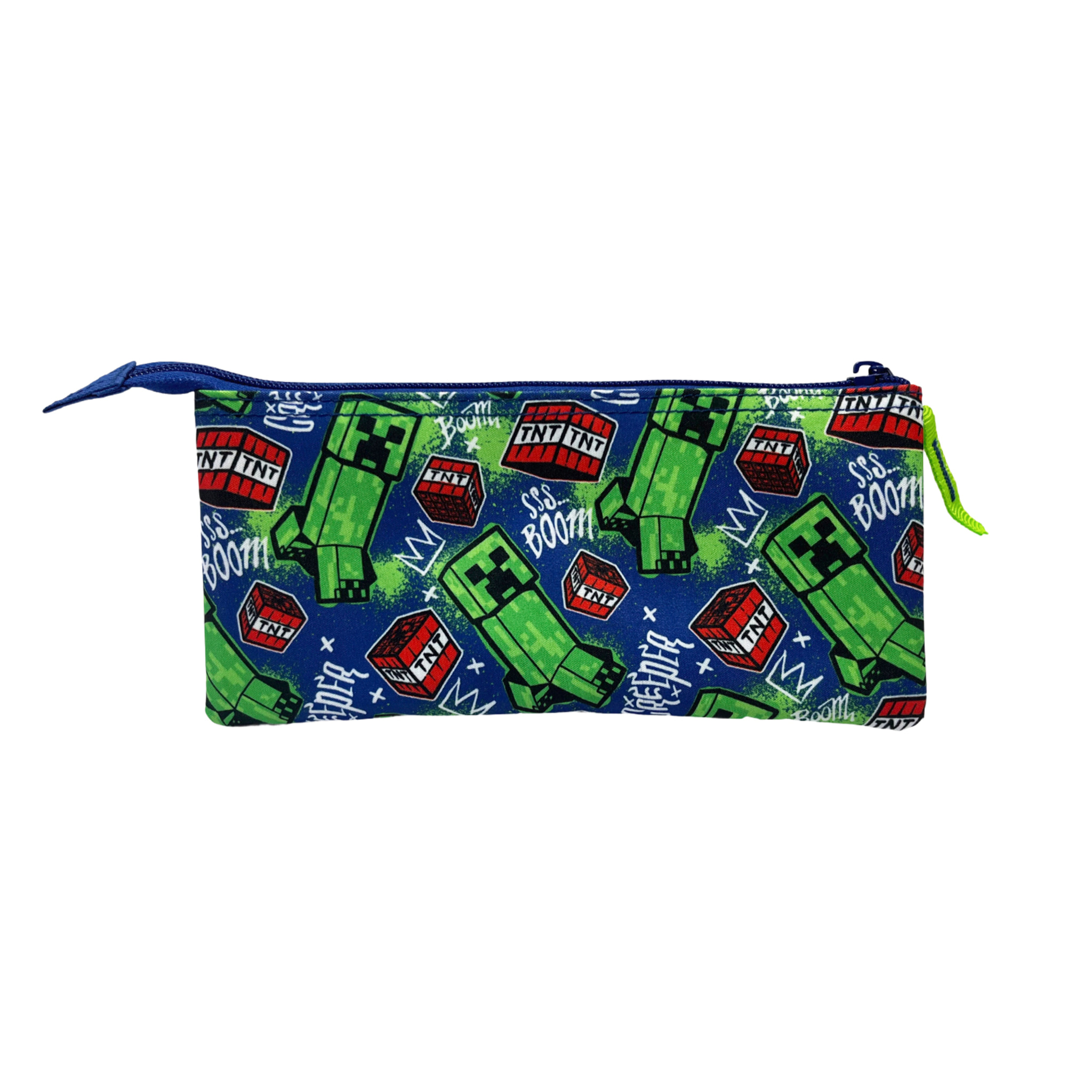 Estuche Triple Minecraft Boom Creeper. Interior totalmente forrado y personalizado.