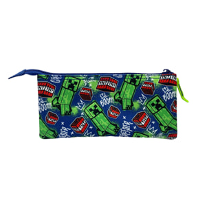 Estuche Triple Minecraft Boom Creeper. Interior totalmente forrado y personalizado.