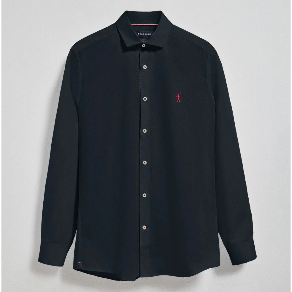 Camicia slim in popeline blu marino con logo Rigby Go ricamato