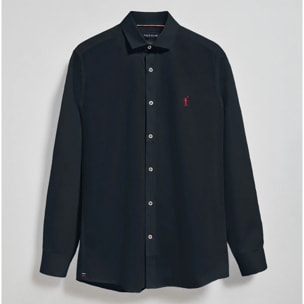 Camicia slim in popeline blu marino con logo Rigby Go ricamato