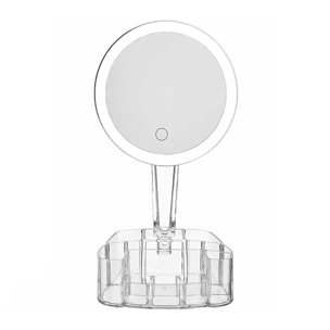 Espejo con 26 luces LED y base con organizador de cosmética