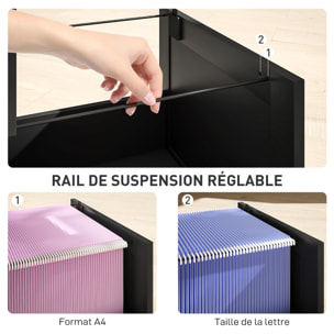 Caisson bureau 2 tiroirs verrouillables dossiers suspendus dim. 40x40x71cm MDF noir