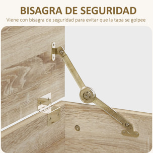 Baúl de Almacenaje, Banco de Almacenaje con Bisagra de Seguridad, Estilo Moderno, para Pasillo, Dormitorio, Salón, 100x40x40 cm, Roble