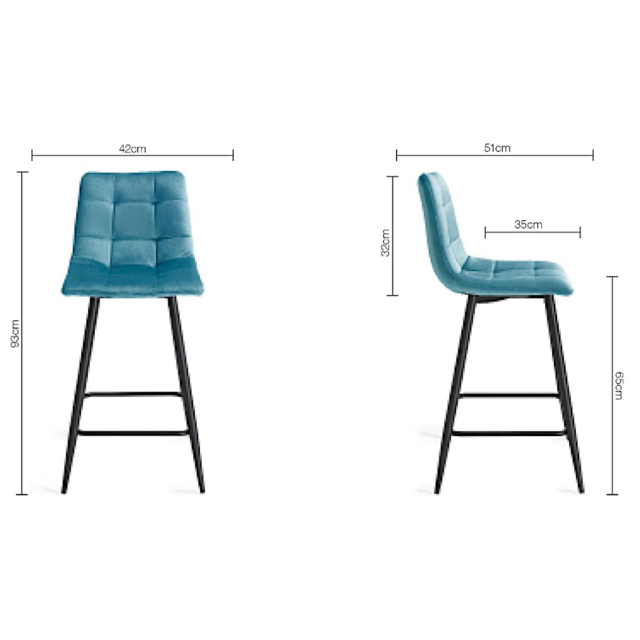 Chaise de bar en velours bleu (lot de 2) ALTA