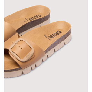 Sandalia Piel Plataforma Beige - Alys