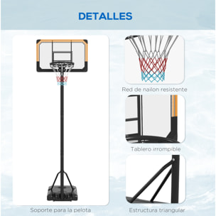 Canasta de Baloncesto de Exterior con Altura Ajustable 235-264 cm Aro de Baloncesto con Soporte Canasta de Baloncesto con Ruedas Base Rellenable Negro