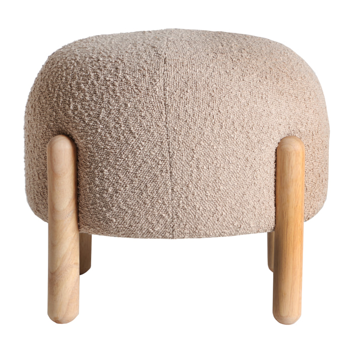 Reposapiés de algodón bouclé en color beige de 43x43x36cm