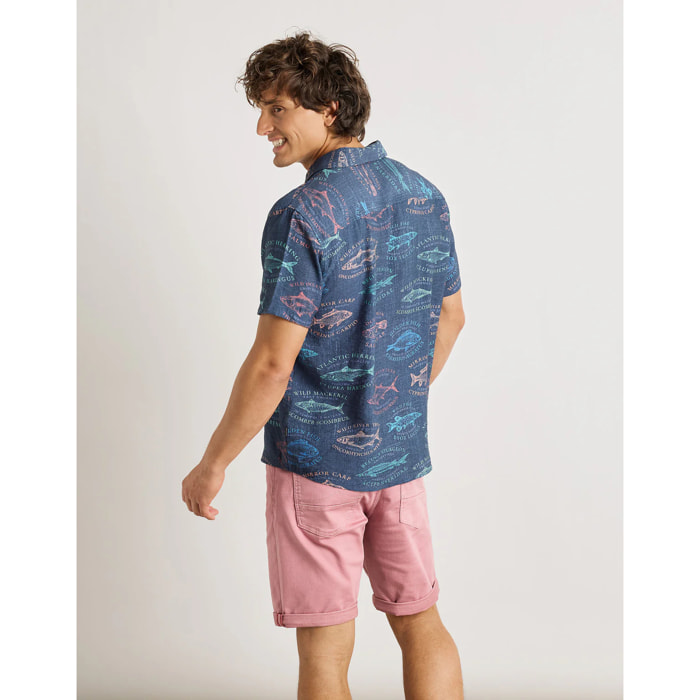 Camisa Manga Corta Azul Marino - Fishtail