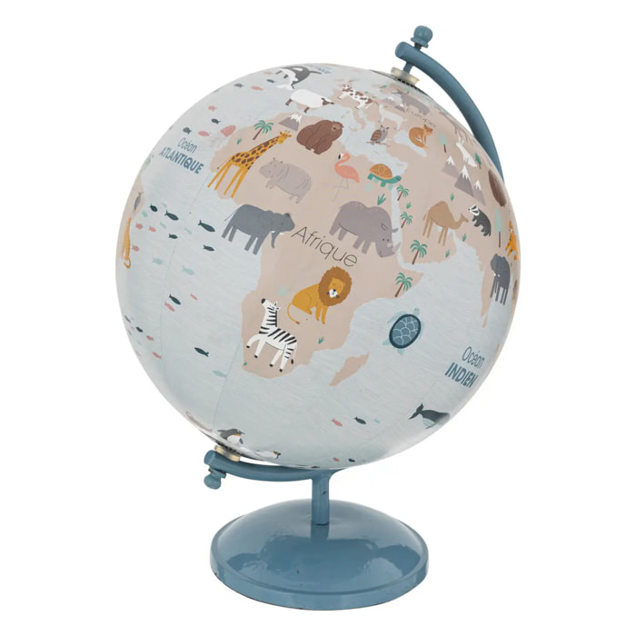 Globe enfant D.20cm base métal bleu