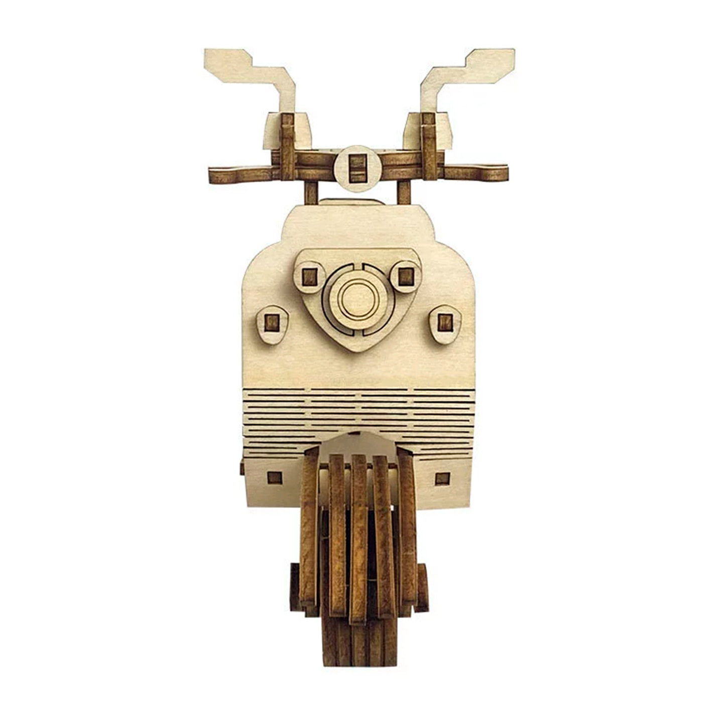 Maqueta de Madera 3D, con movimiento mecánico diseño de Motocicleta Antigua. 69 piezas.