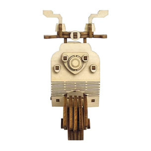Maqueta de Madera 3D, con movimiento mecánico diseño de Motocicleta Antigua. 69 piezas.