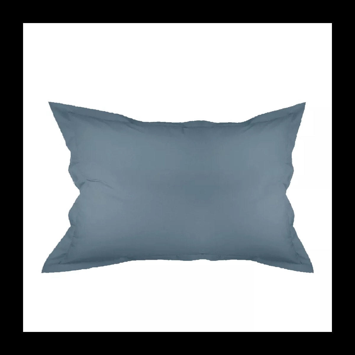 Taie d'oreiller percale de coton uni bleu Olana denim