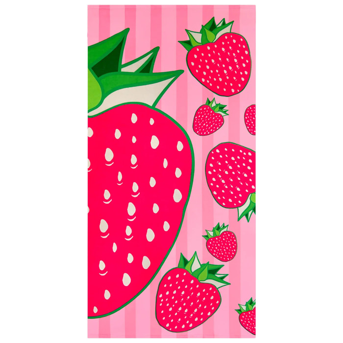 Serviette de plage microfibre enfant - Pop-Fraise - 75x150cm - 220g/m²