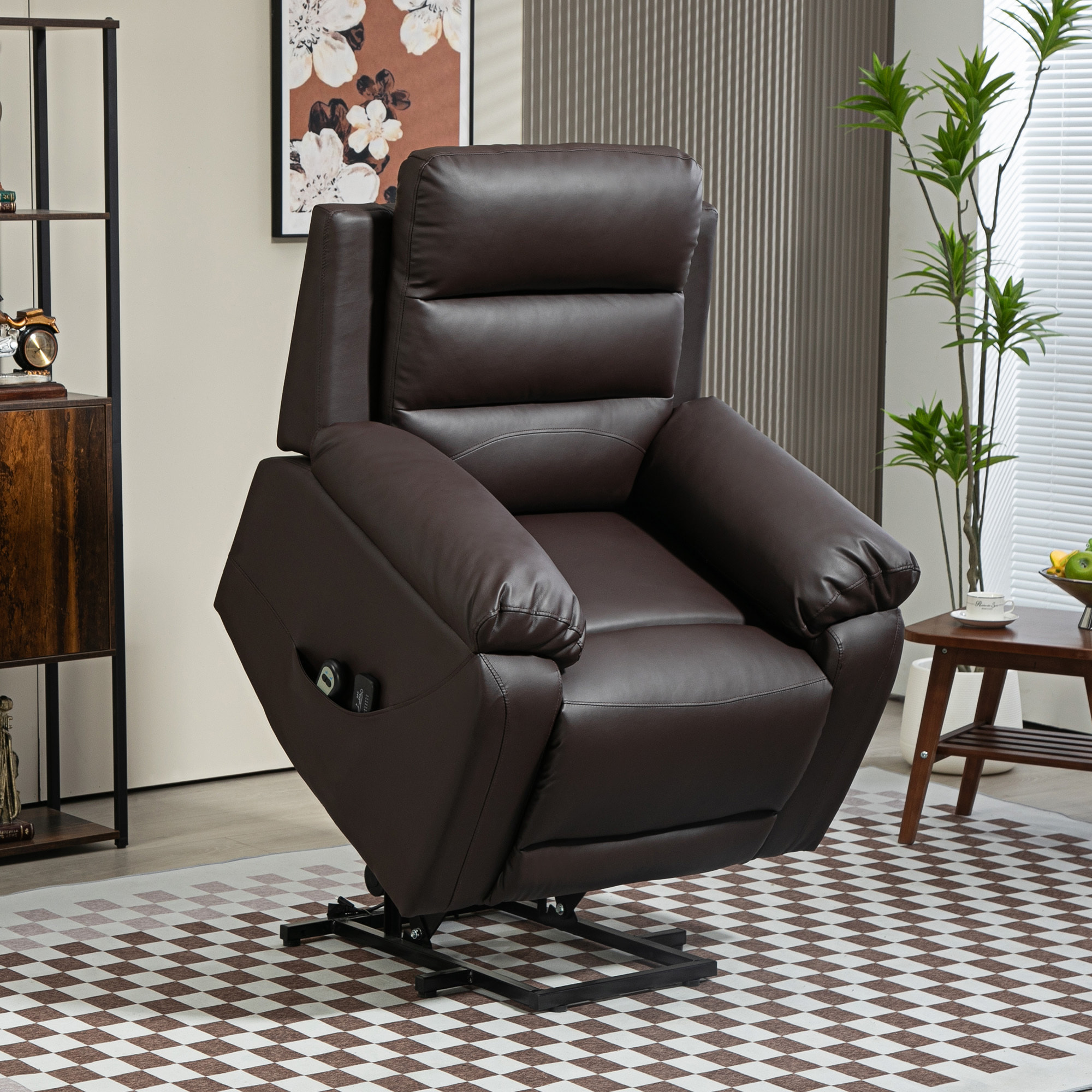 Fauteuil de massage fauteuil releveur électrique inclinaison réglable repose-pied ajustable PU chocolat