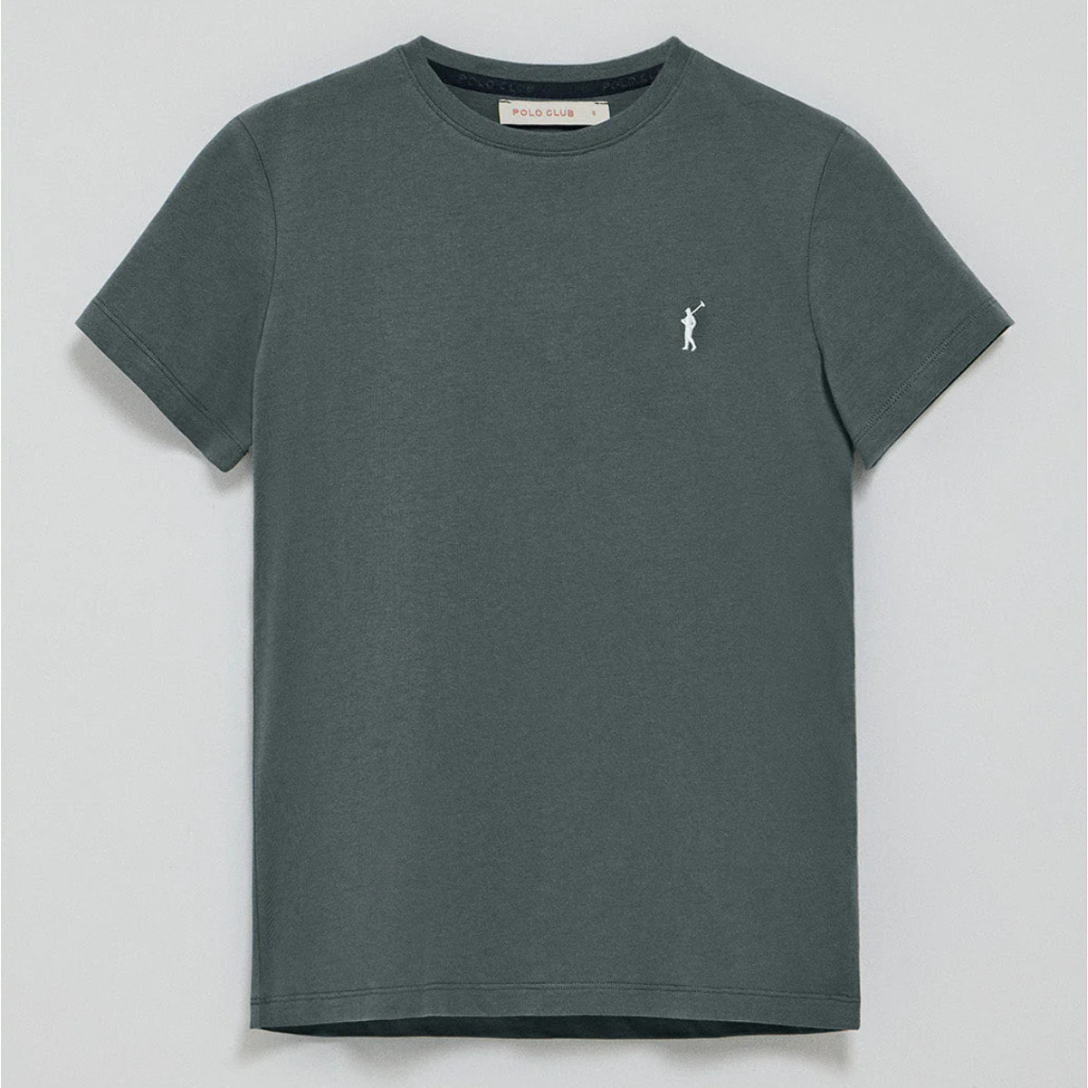 Camiseta gris piedra de cuello redondo con bordado Rigby Go