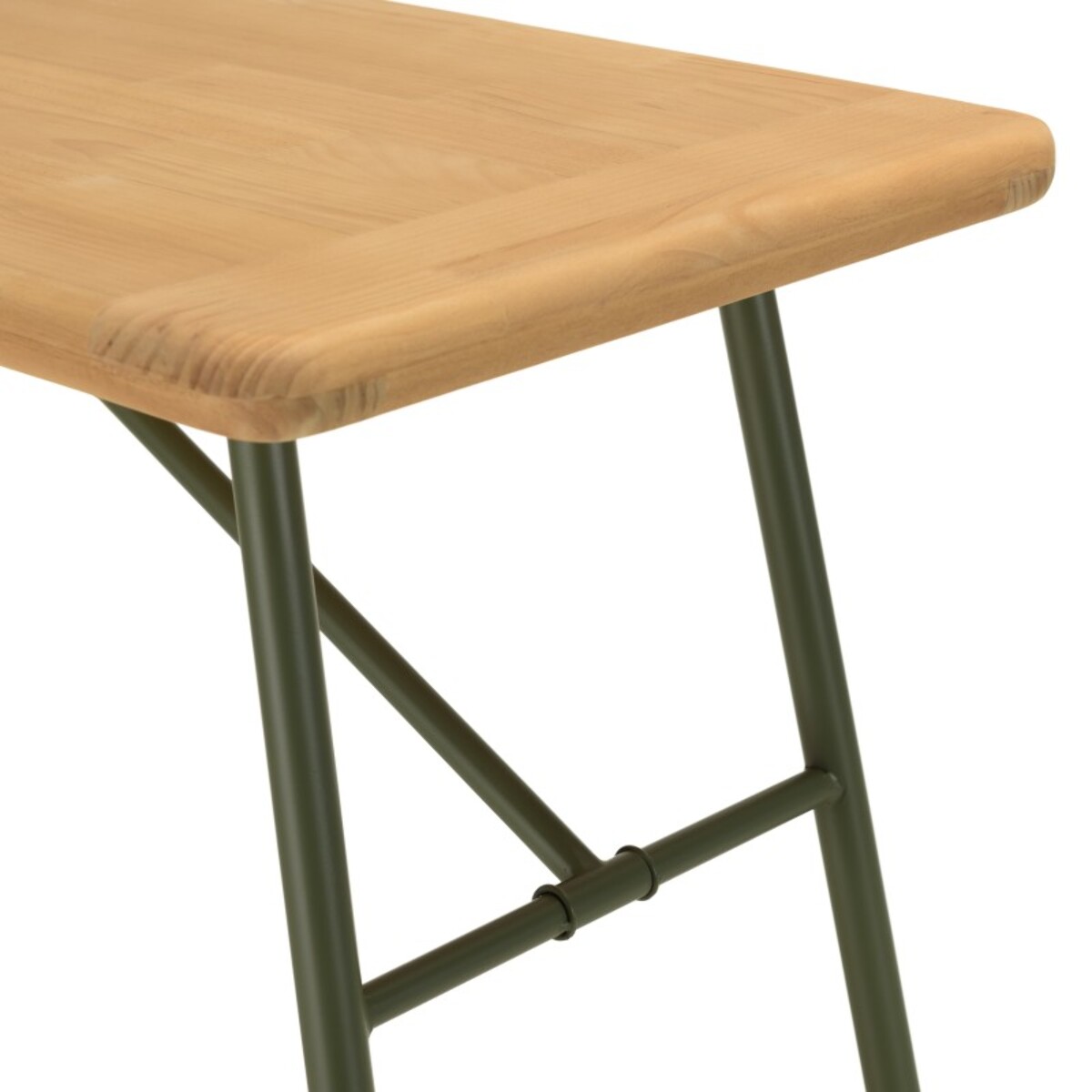 HELENA - Ensemble 1 bar + 2 tabourets en bois de pin et métal vert