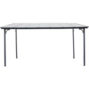Pergola tonnelle adossée "Marvin" - 4 x 3 m - 423 x 298 x 243 cm - Gris foncé