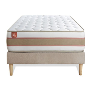 Ensemble Matelas Le Délicat - 26cm - Ressorts ensachés et mémoire de forme - Technologie hybride, fabrication responsable. - Sommier kit Beige